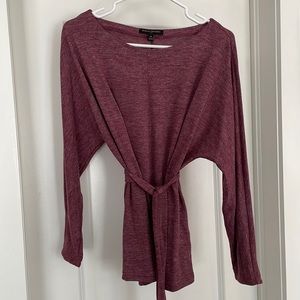Heathered Plum Long Sleeve with Removable Belt